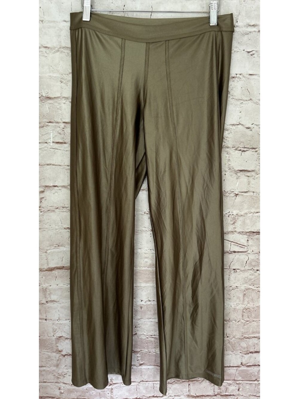 Anatomie  Womens Bronze Shiny Metallic Pull On Travel Pants Wide Leg Size Large